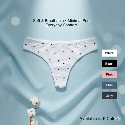 Pack of 2 Women's Cotton T Panty – Soft, Breathable, Minimal Print, Everyday Comfort